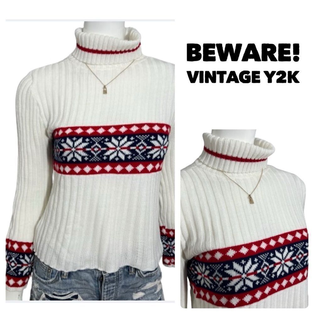 Vintage Y2K Beware! Snow/Ski Sweater - M